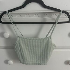 Divided Light Green Ribbed Camisole